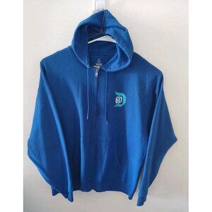 Disney Disneyland 60th Anniversary Celebration Hoodie Full Zip Blue Sz Large  L